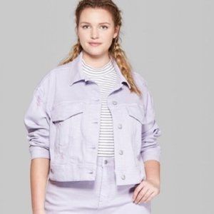 NWT Cropped Lavender Denim Jacket Wild Fable 4x